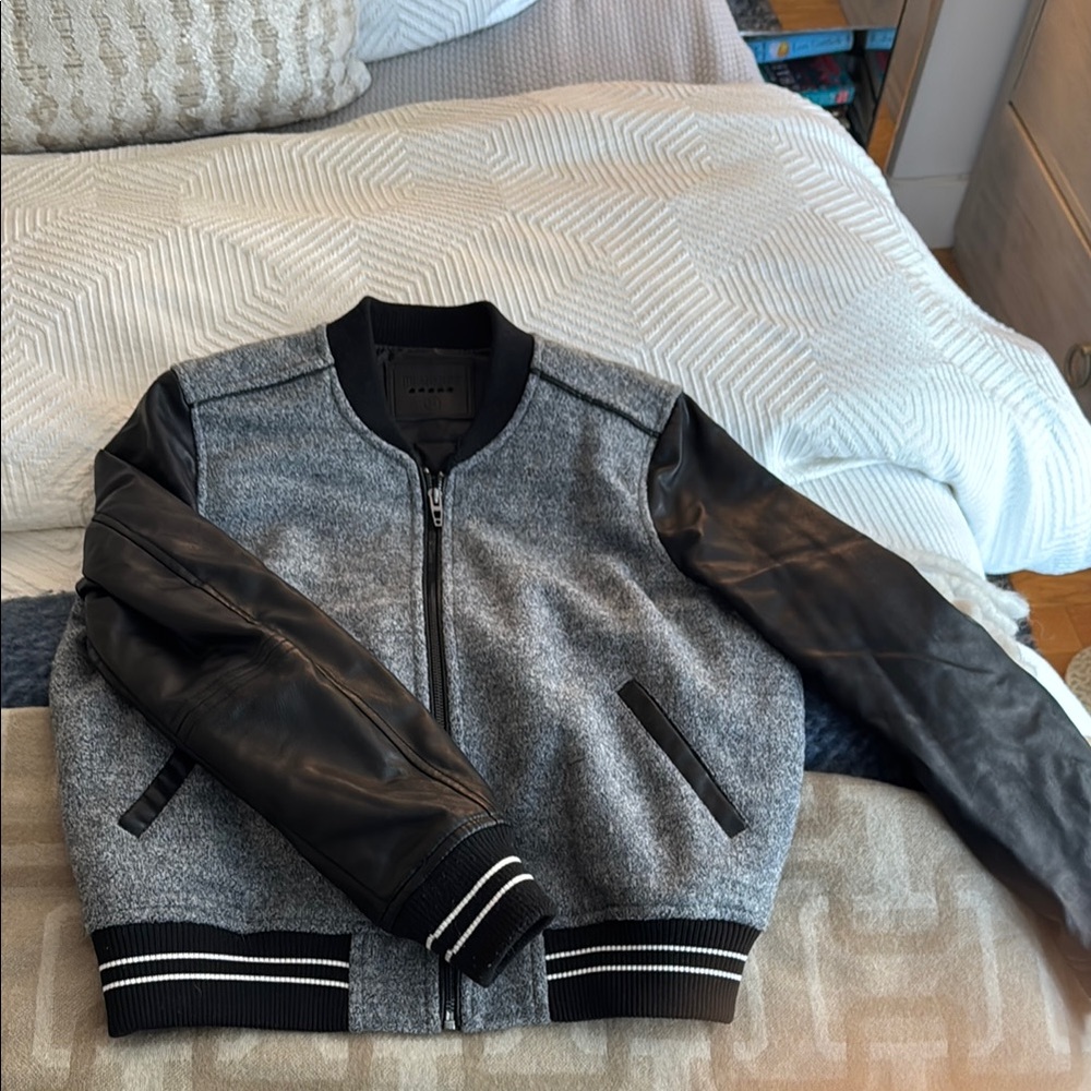 Blank NYC Black and Gray Varsity Bomber Jacket
